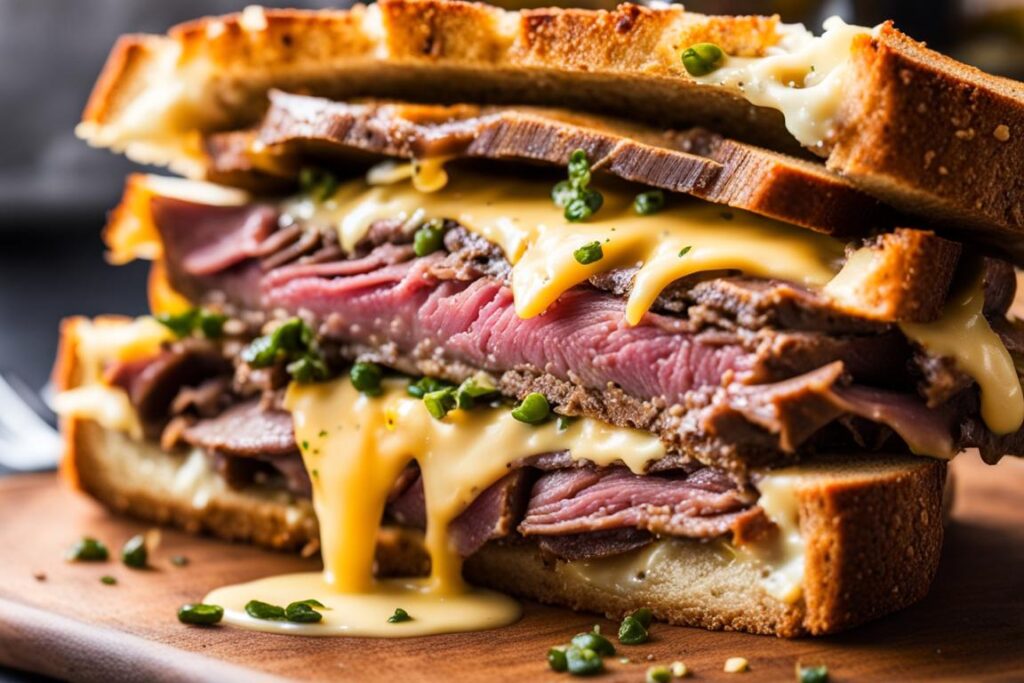 roast beef sandwich with cheese