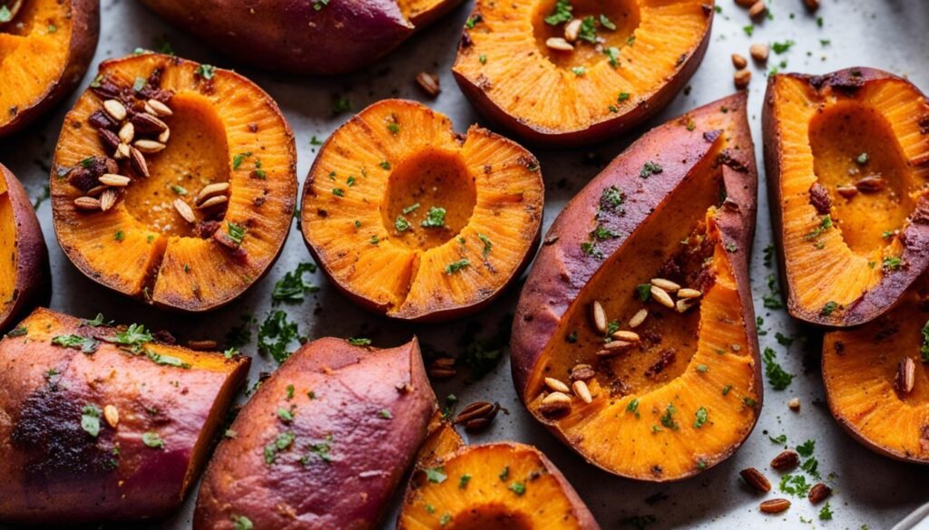 Roasted sweet potatoes