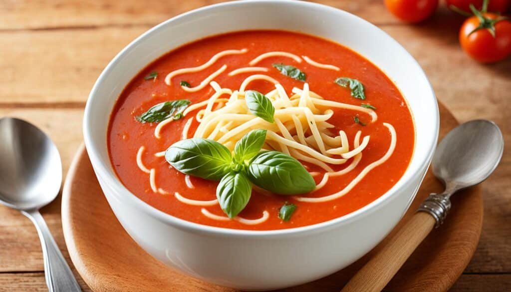 creamy tomato basil soup with noodles