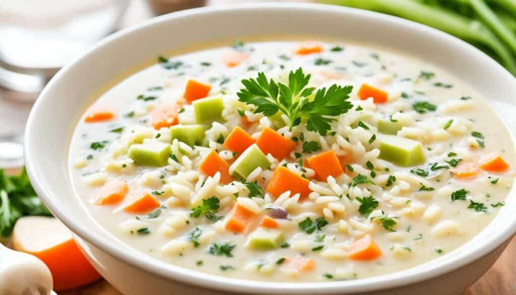 creamy vegetable rice soup