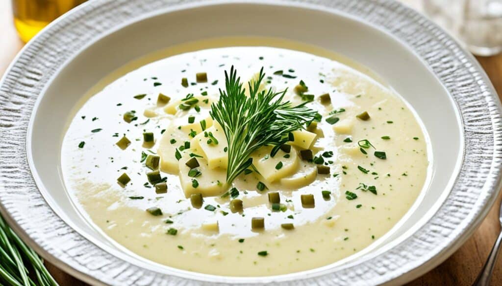 garnished celeriac soup