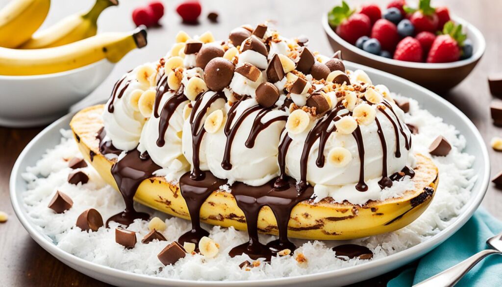 Nutella and coconut banana split