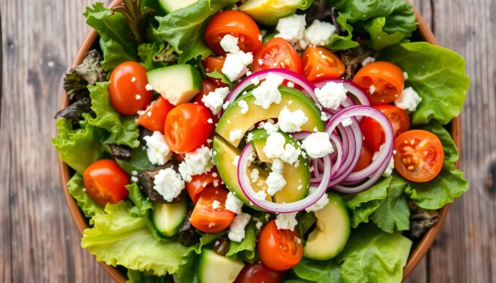 salad greens and ingredients