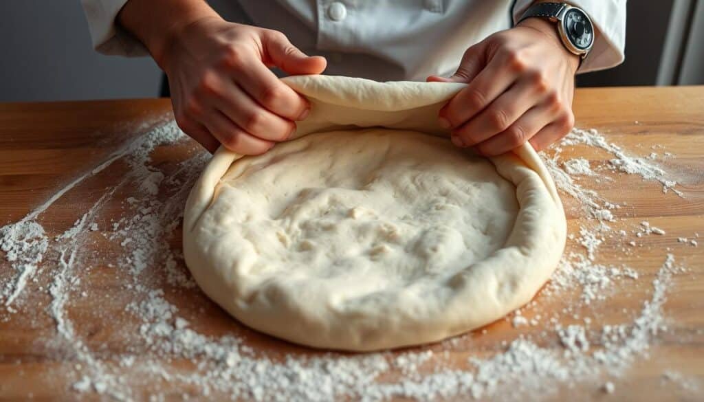 pizza dough stretching